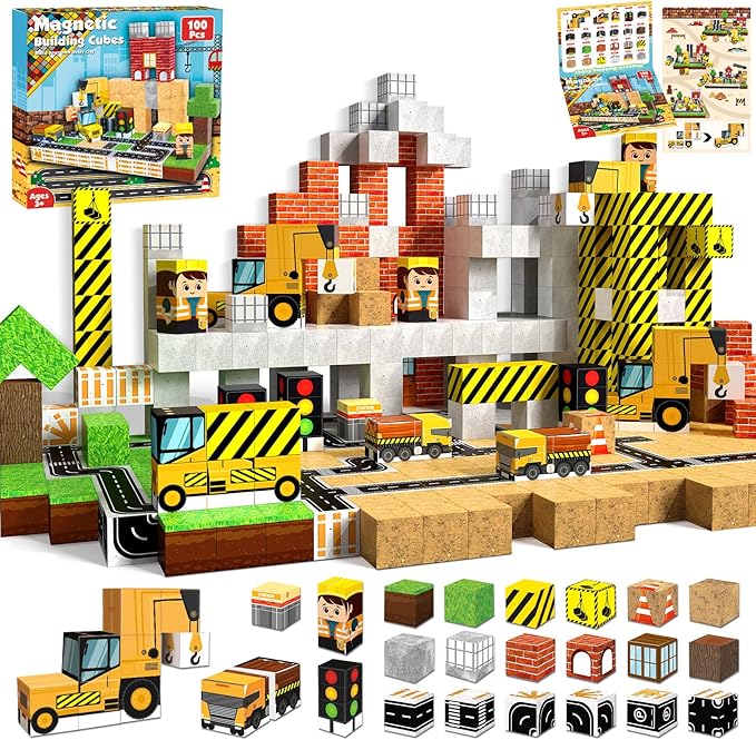 Magnetic Building Tiles Set 100Pcs - 100PCS 자석 블록, 자석 빌딩 블록