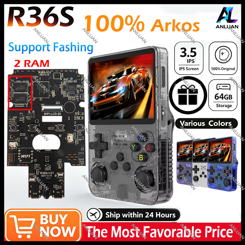 Retro Handheld Game Console R36S - 정품 R36S 레트로 휴대용 게임기 오픈