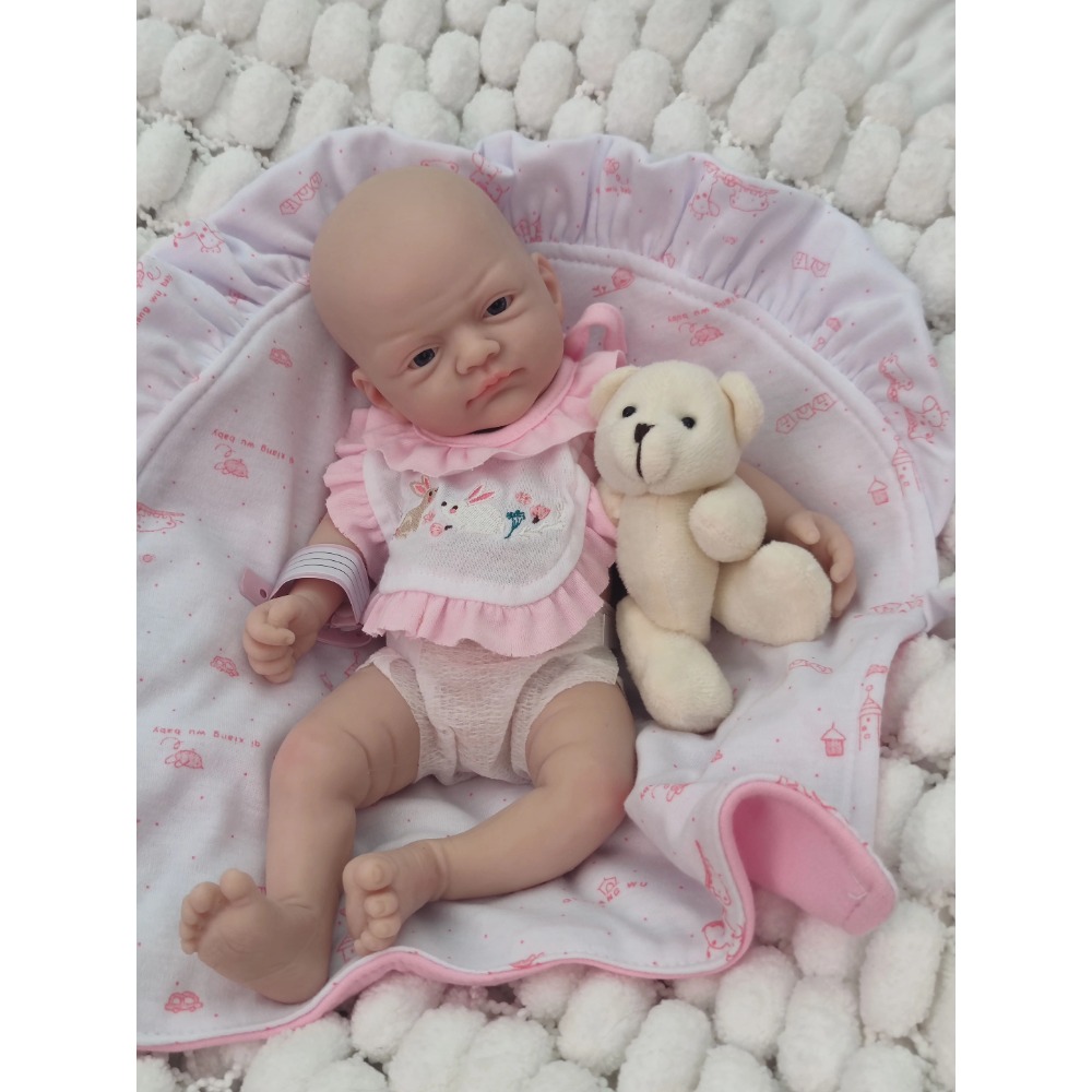 Reborn Baby Doll Silicone Realistic - 12인치 부드러운 실리콘 재질의 리본 인형,
