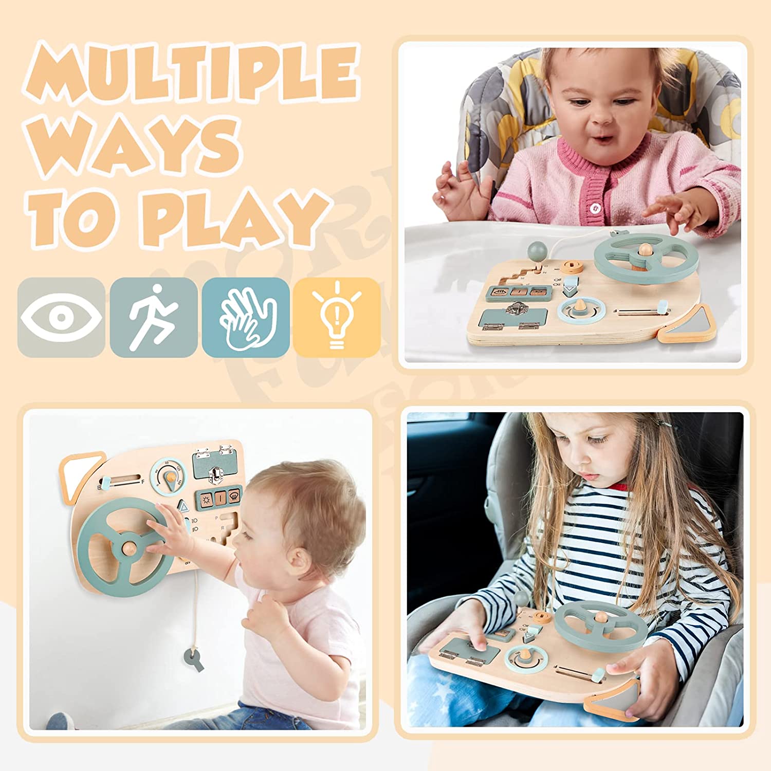 몬테소리 장난감 스티어링 휠 나무 활동판 유아용 감각  - Montessori Wooden Busy Board Toddler 리뷰 및 가격